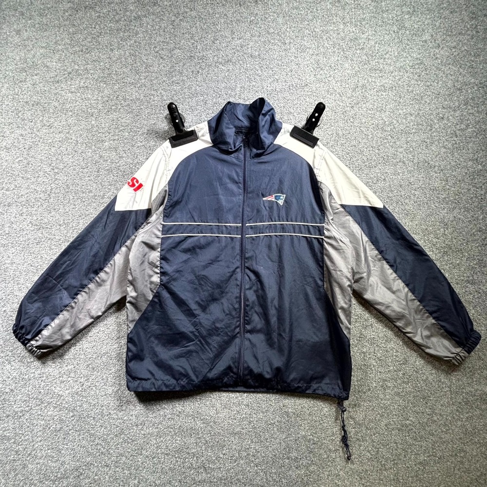 VTG Dunbrooke NFL New England Patriots Track Jacket Men Large Blue Gray Full Zip